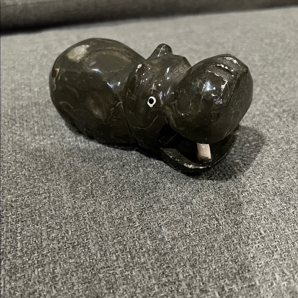 Stone Hand Carved Hippo Figurine